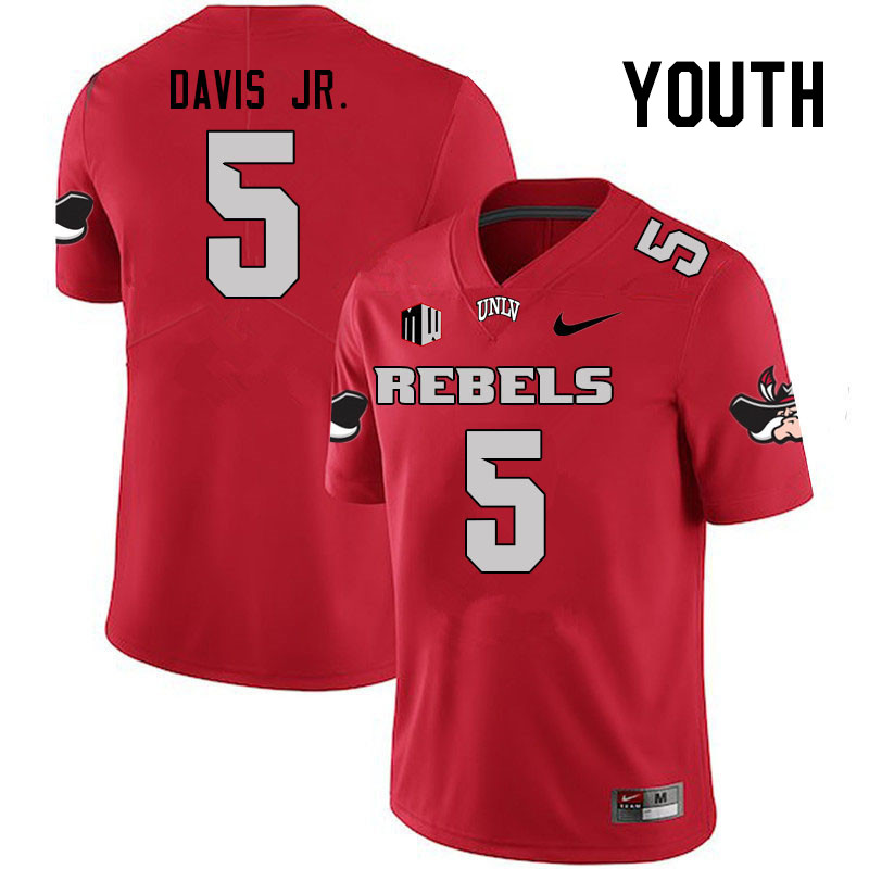 Youth #5 Vincent Davis Jr. UNLV Rebels College Football Jerseys Stitched Sale-Scarlet